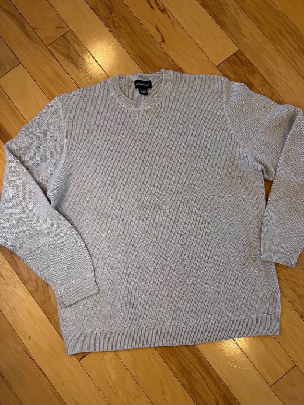 Eddie Bauer Men’s XL Ribbed Cotton Crewneck Sweater Heather Grey Cotton